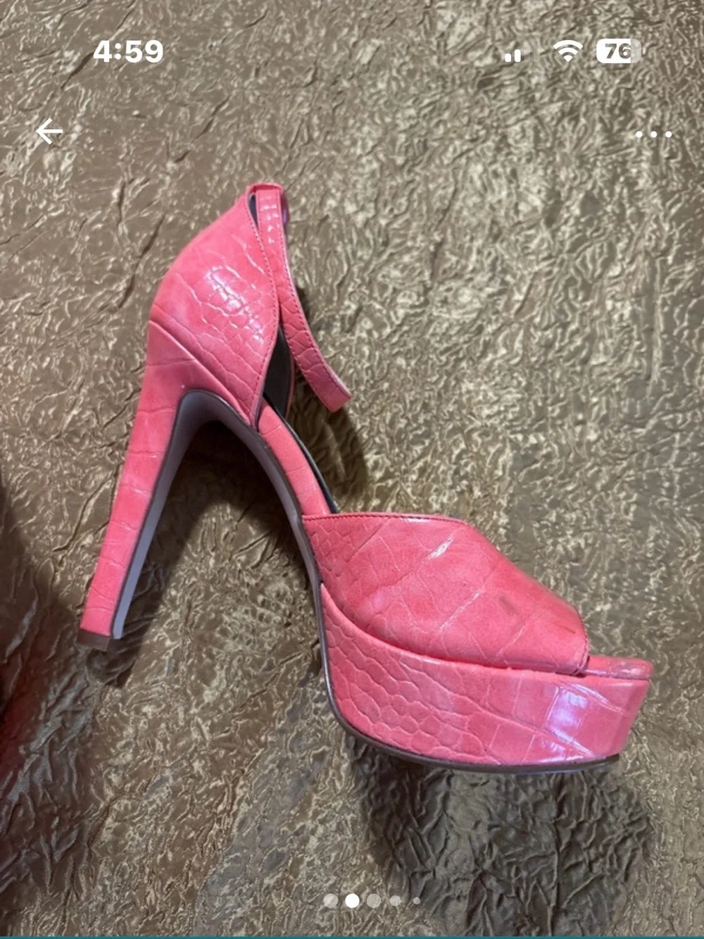 Jessica Simpson Pink Croc-Embossed Platform Peep-Toe Heels